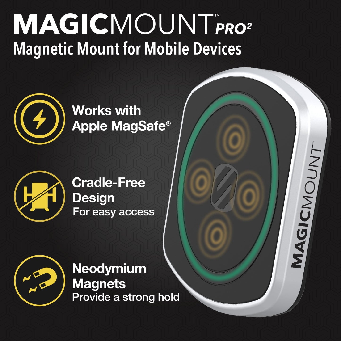 Scosche MP2ODVM-SP1 MagicMount Pro 2 Dash/Vent 4-in-1 Car Magnetic Phone Mount Kit