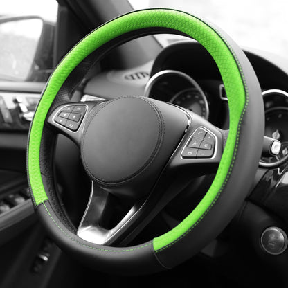 FH Group Geometric Chic Microfiber Leather Car Steering Wheel Cover Fits 14.5 Green