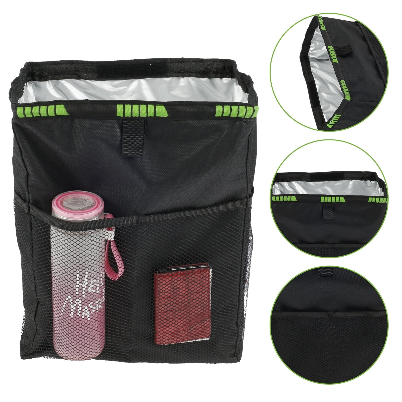 Fznkrag Car Trash Can 3.2 Gallons Large Capacity Hanging Car Trash Bin with 4 Storage Pockets for Car SUV