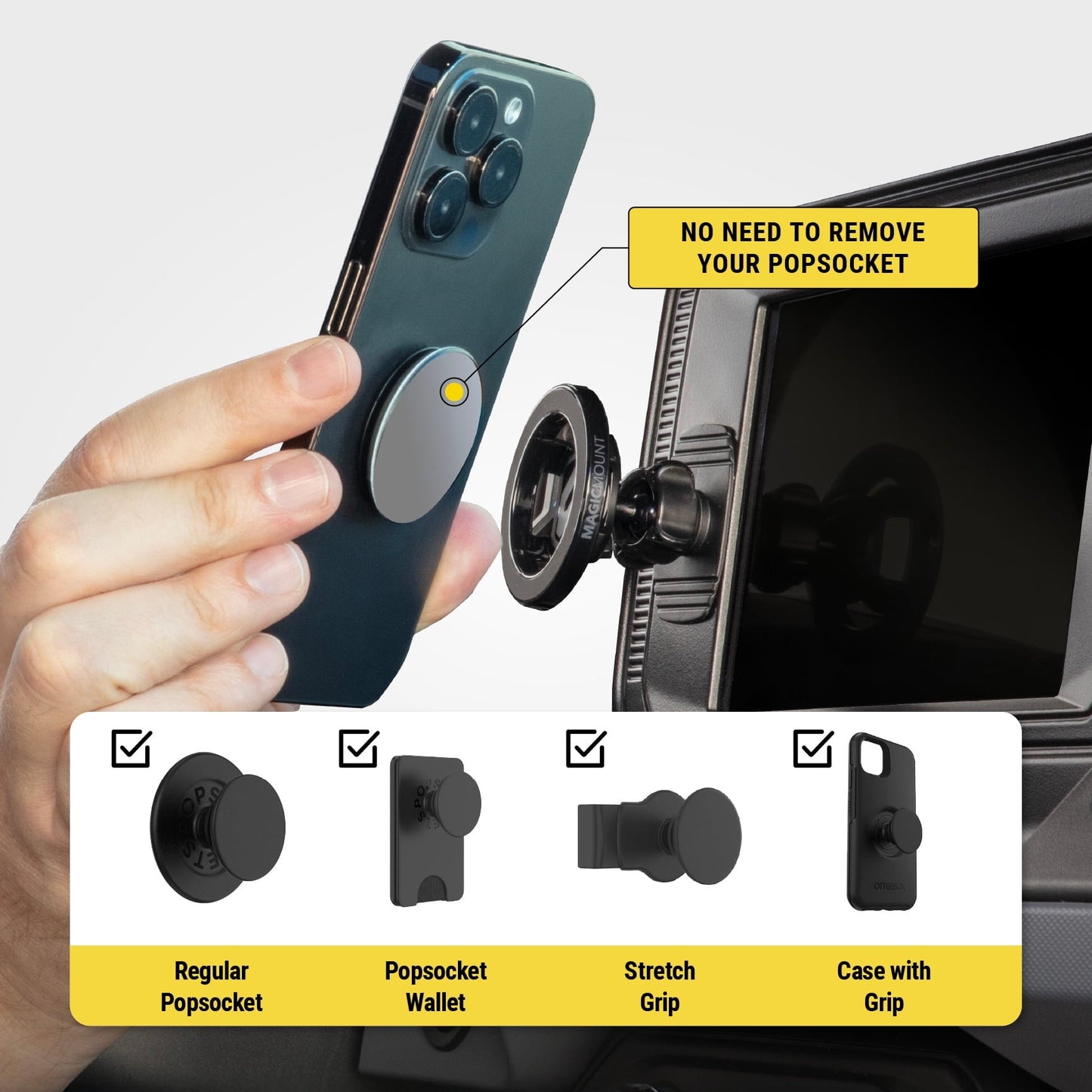 Scosche SMS2ODVR-SP MagicMount MS 5-in-1 MagSafe Car Phone Mount - Back of Screen, Dash or Vent Mount