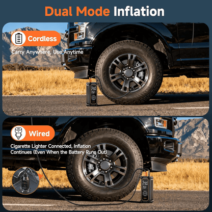 OlarHike Tire Inflator Portable Air Compressor, 9000mAh Battery Powered, 150PSI Dual Mode, Auto Air Pump for Car Tires, Motorcycle, Bicycle,Bike, Electric Pump with LED Light & Digital Pressure Gauge