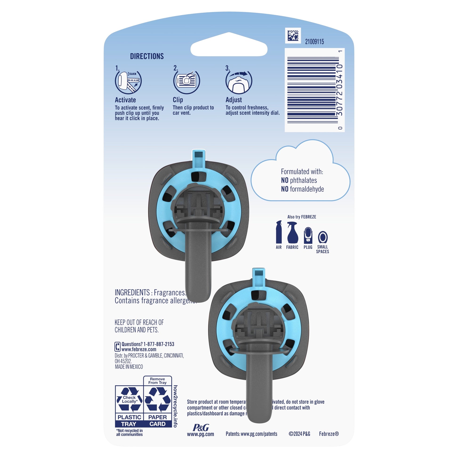 Febreze Car Air Freshener, Odor-Fighting Car Vent Clip, Cranberry Crumble, 2 Count