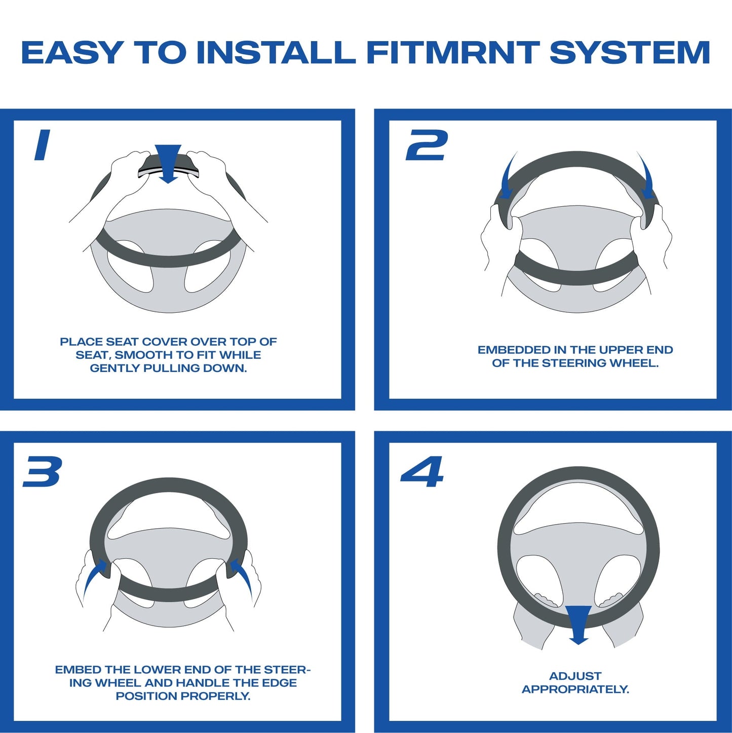 Skechers Air Cooled Memory Foam Steering Wheel Cover, Breathable Comfort Grip, Soft Leather, All-Season Fit for Cars, SUVs, and Trucks Blue