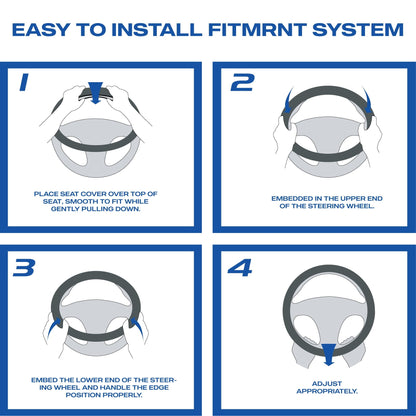 Skechers Air Cooled Memory Foam Steering Wheel Cover, Breathable Comfort Grip, Soft Leather, All-Season Fit for Cars, SUVs, and Trucks Blue