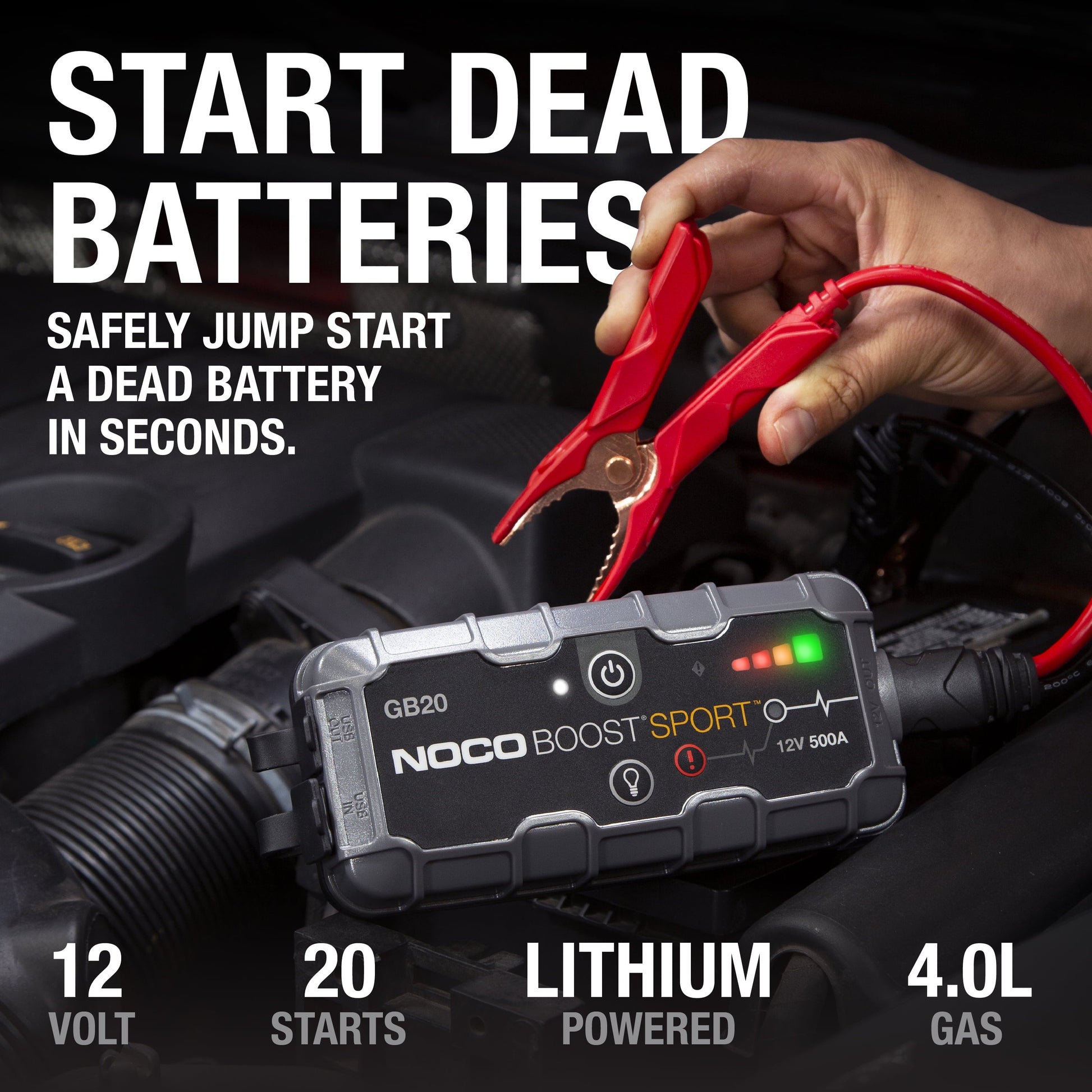 NOCO Boost GB20: 500A 12V UltraSafe Portable Lithium Jump Starter