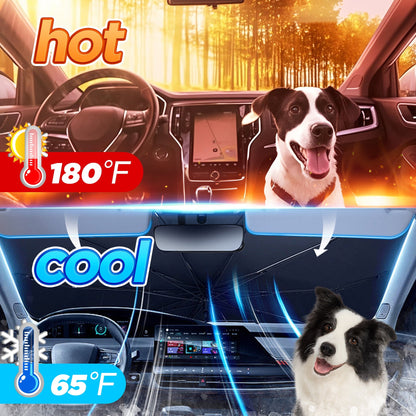 EVLIVE Premium Car Windshield Sunshade - Extra Wide Foldable Design, UV & Heat Protection, Universal Fit for SUV/Sedan/Truck.