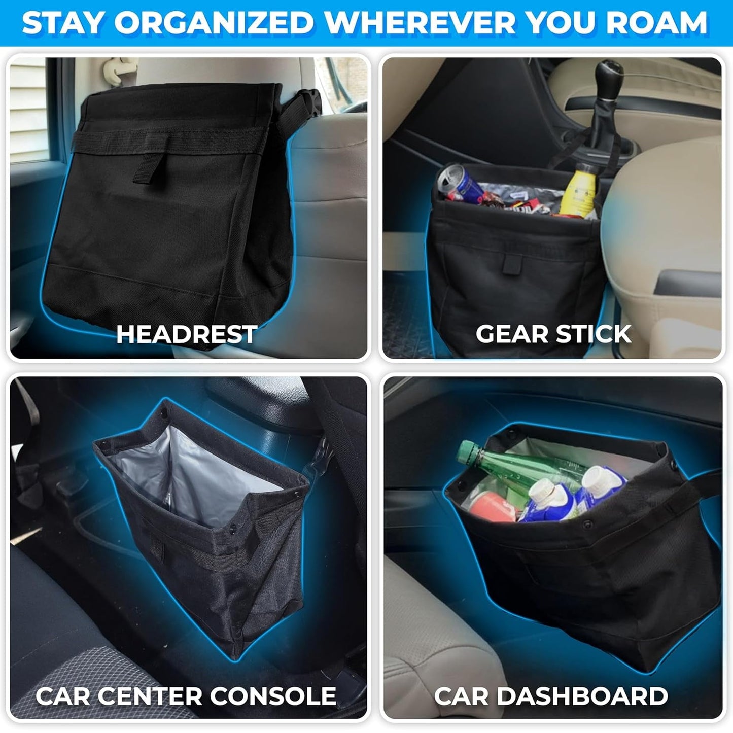 EcoNour Car Trash Bag (2022 Updated) | Car Back Seat Back Litter Trash Bag