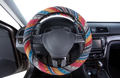 Auto Drive 1 Piece Boho Car Steering Wheel Cover Polyester, Colorful - Universal Fit, 23SWC163