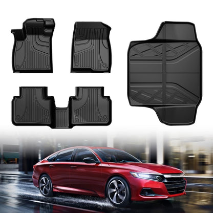 AOMSAZTO Car Floor Mats & Cargo Liner TPE Rear Trunk Mat Set For Honda Accord 2018-2022 All Weather Protection Automotive Floor Liners & Trunk Mat ,Custom Fit Car Accessories Car Mats