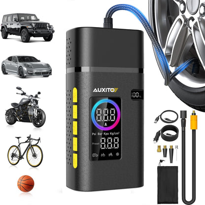 AUXITO Tire Inflator Portable Air Compressor, 150 PSI Cordless Air Pump with 7800mAh Rechargeable Battery for Car, Truck, Motorcycle Tires & Ball, Compact Bike Pump