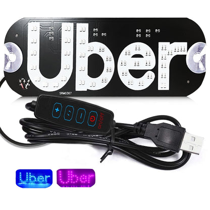 Adjusted Led Light Signs for Car Windshield, Taxi Sign Light Glow LED Sign with Suction Cups & Universal USB-Plug, Light Board Sign Car Accessories Suitable for All Cars (Blue/Pink)