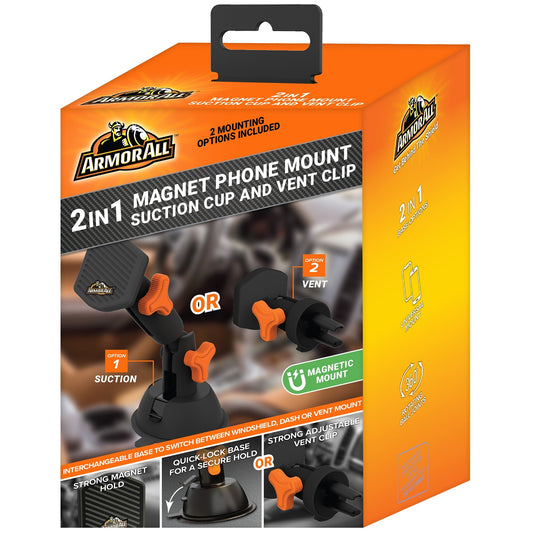 Armor All Air Vent, Dashboard, Windshield Universal 2 In 1 Magnet Black smartphone Car Mount