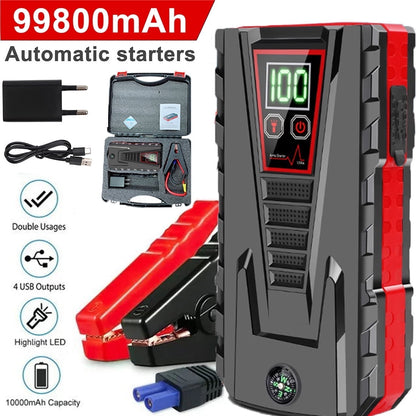 DEISNGB Portable Car Jump Starter 5000A Peak, 99800mAh Battery, LED Charger, Power Bank, Safety Features