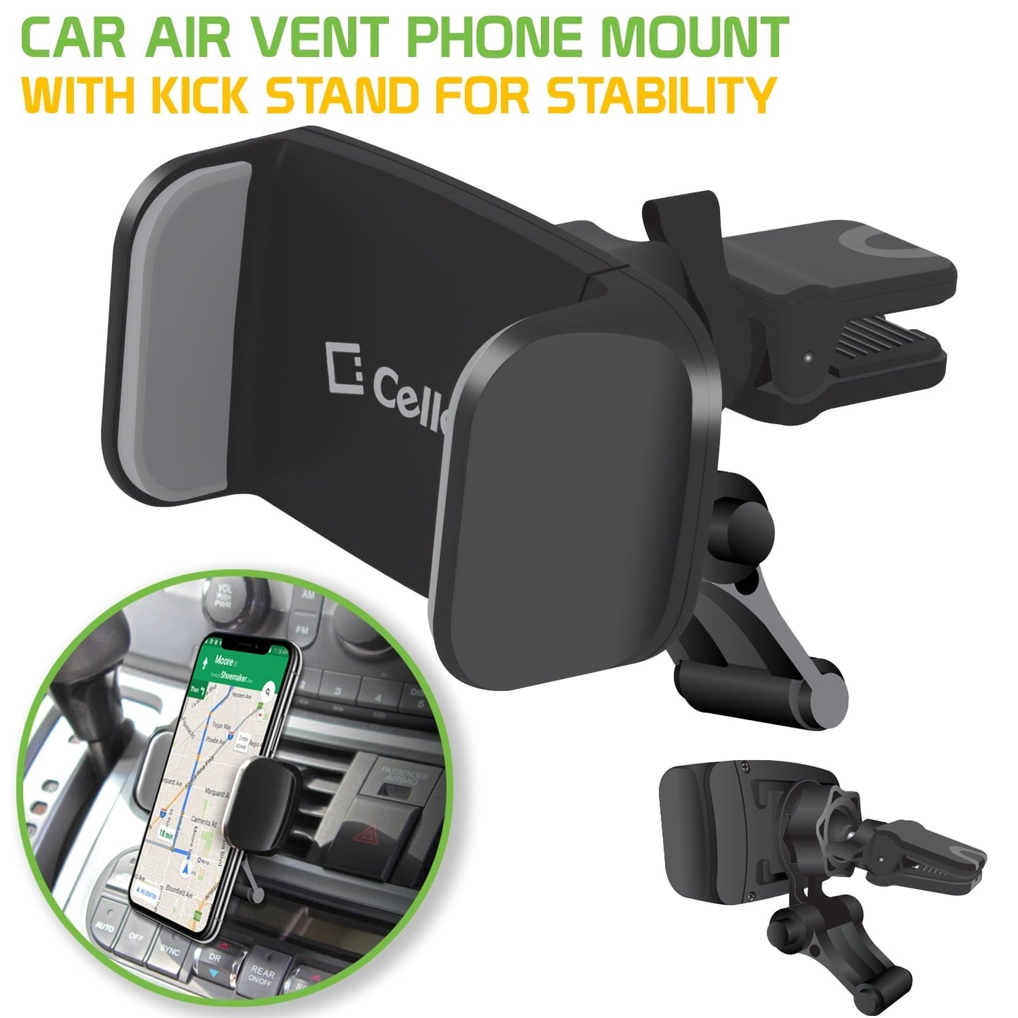 Cellet Car Vent Phone Mount with Kickstand, 360° Rotation, Universal Fit