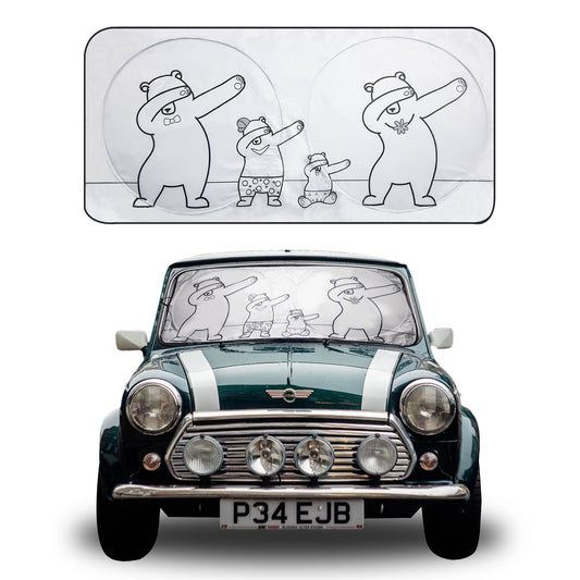 FH Group Dancing Bears Car Windshield Sun Shade, UV Coating Designed to Block the Sun's Rays, Keep Car Cool and Protected - Gray Small