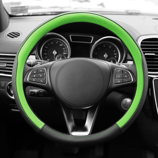 FH Group Geometric Chic Microfiber Leather Car Steering Wheel Cover Fits 14.5 Green