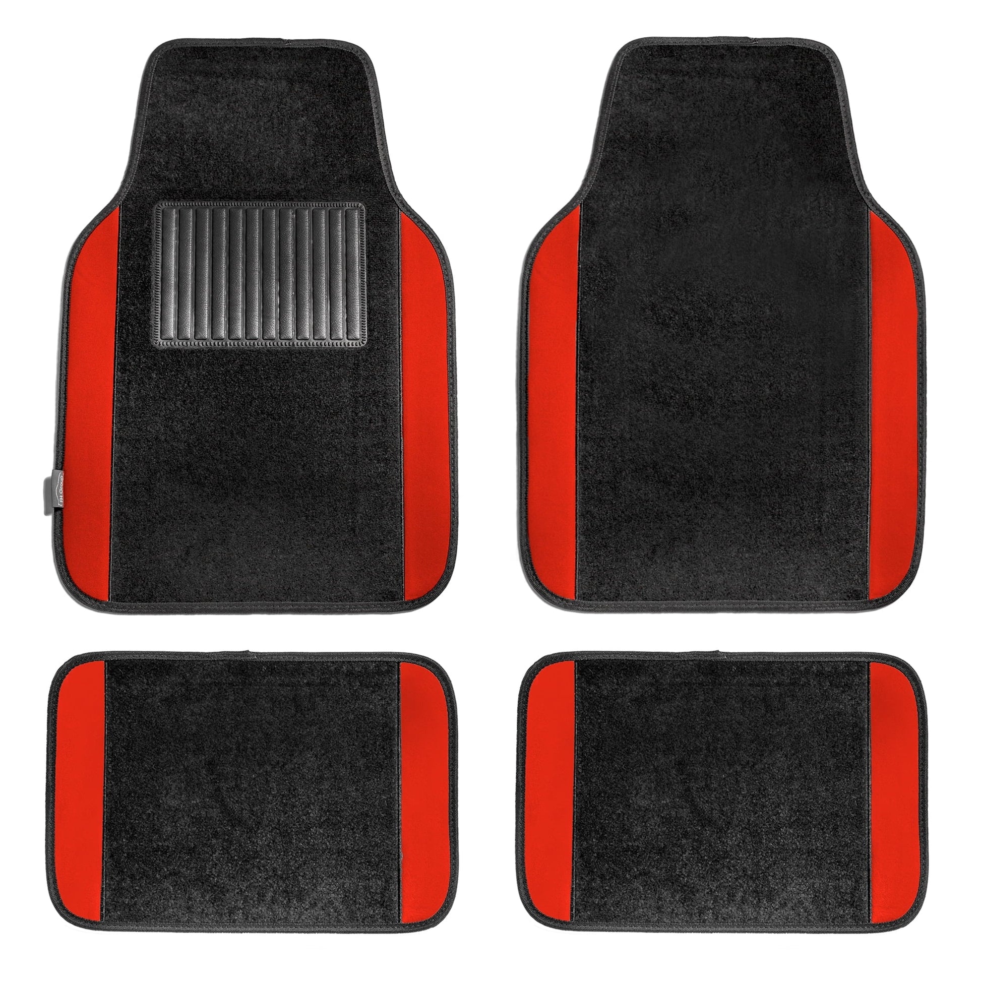 FH Group Universal Fit Premium Carpet Car Floor Mats Front & Rear Full Set - Red F14407RED