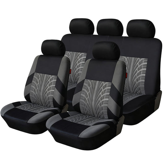 FLORAY 9-Piece Car Seat Covers Full Set - Airbag Safe, Thickened, Split Rear, Machine Washable - Universal Fit for Cars, SUVs, Trucks, Gray