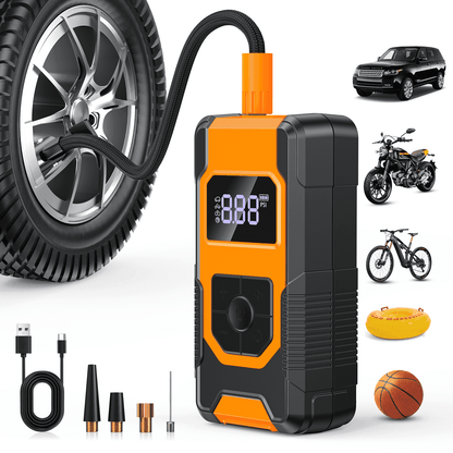 HOMPOW 150 PSI Cordless Tire Inflator - 3X Faster Portable Air Compressor with Digital Gauge, 12V DC Power Bank Compatible, for Car/Motorcycle/Bike Tires