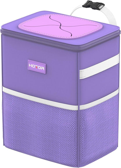 HOTOR Car Trash Can with Lid, Leak-Proof Car Garbage Can with Mesh Pockets, Car Accessories, 2 Gallons, Purple