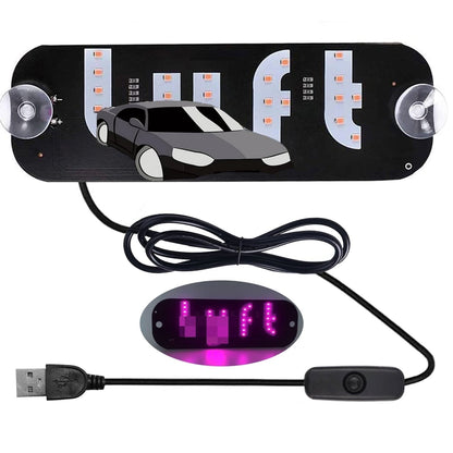 Led Light Signs for Car, Taxi Sign Light Windshield, Glow LED Sign Decal Stickers with Suction Cups Flashing Hook on Car Window LED Bright Lights USB Plug (Pink)