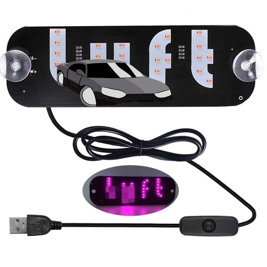 Led Light Signs for Car, Taxi Sign Light Windshield, Glow LED Sign Decal Stickers with Suction Cups Flashing Hook on Car Window LED Bright Lights USB Plug (Pink)