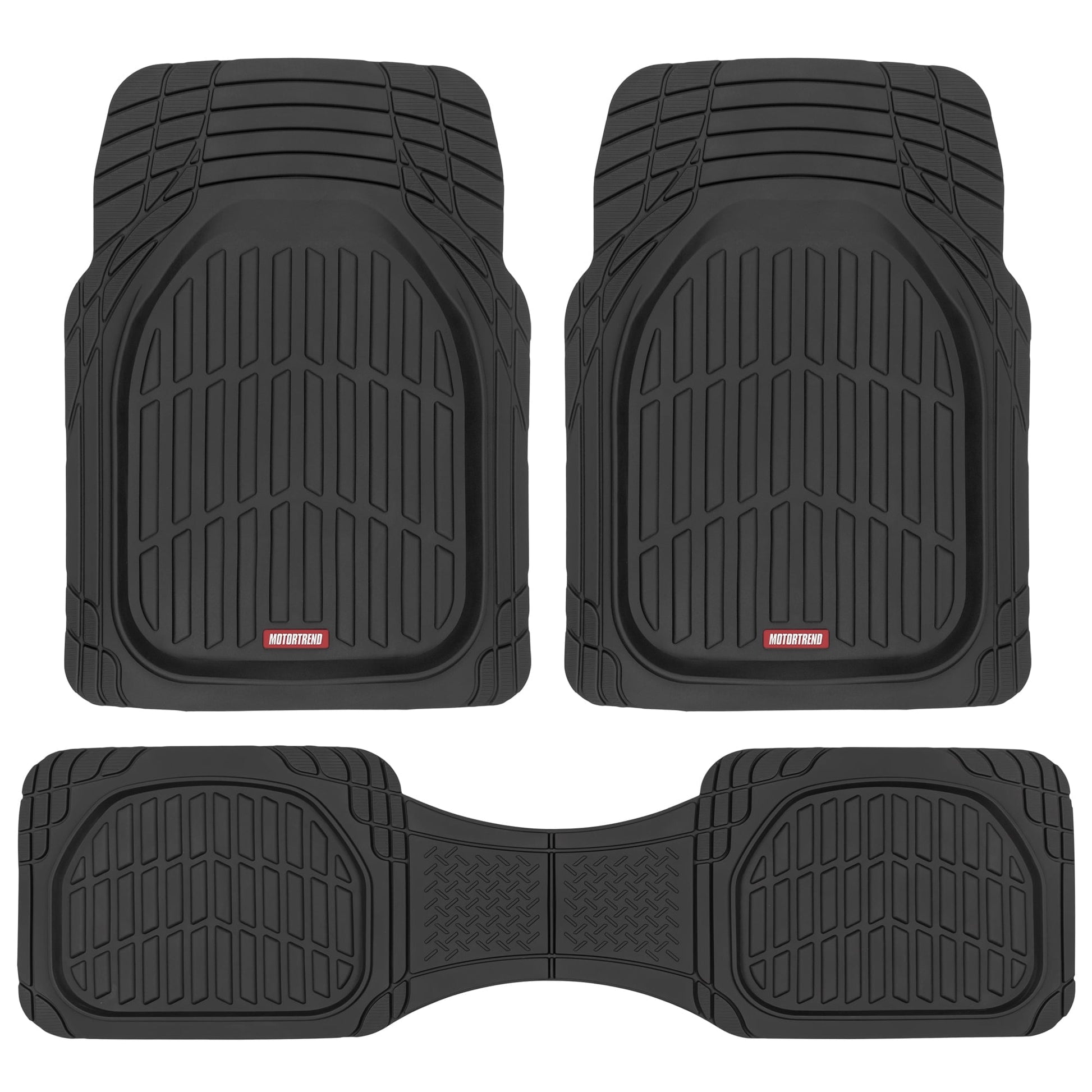 Motor Trend FlexTough Contour Deep Dish Heavy Duty Rubber Floor Mats for Car SUV Truck & Van - All Weather Protection (Deep Dish 2)