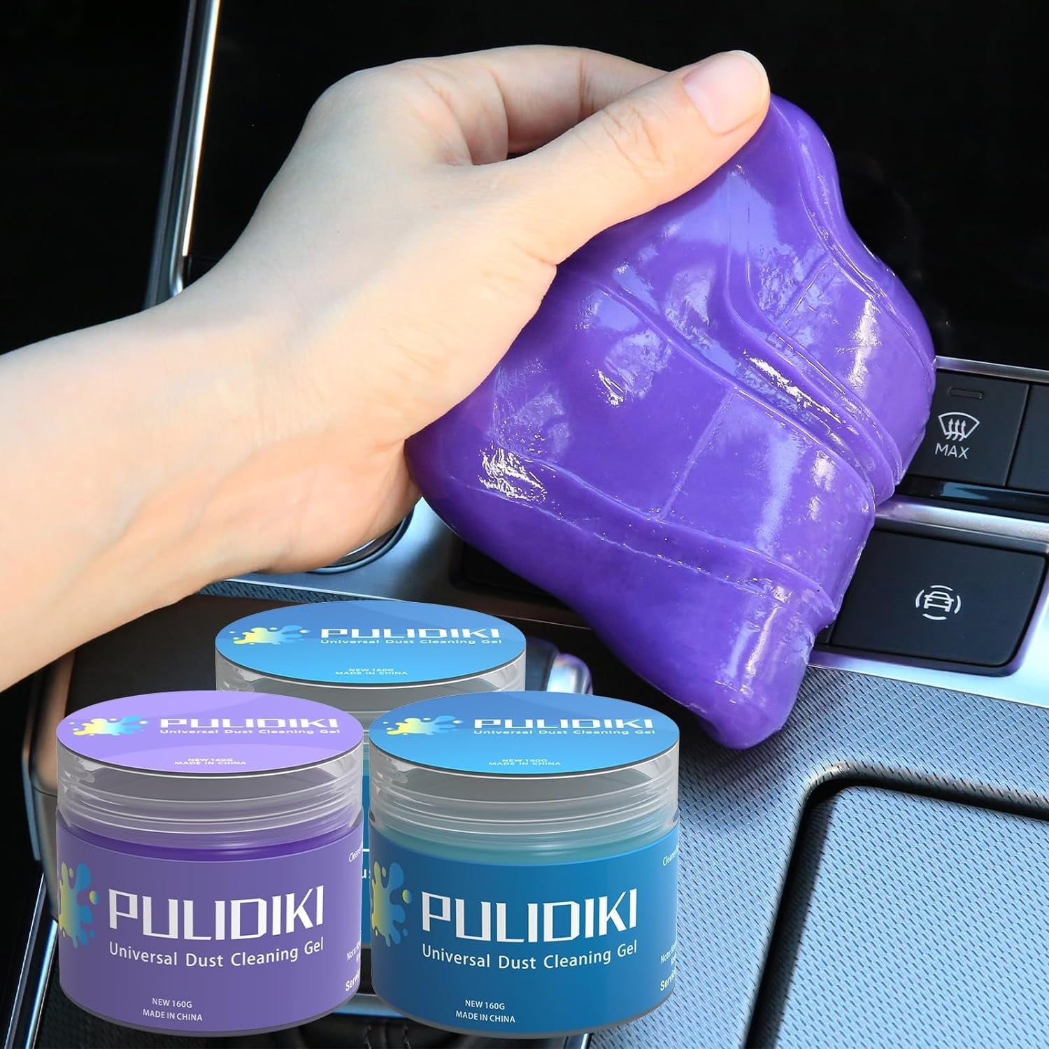 PULIDIKI Car Cleaning Gel Purple and Car Cleaning Putty Blue 2Pack Bundle