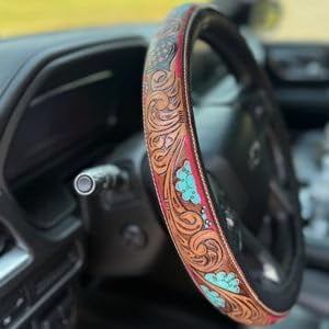 Retro Western Cowboy Car Universal Steering Wheel Cover, Repairig Universal Steering Wheel Cover, Universal 15 Inch,Anti-Slip Steering Wheel Covers, Breathable for Suvs,Trucks 