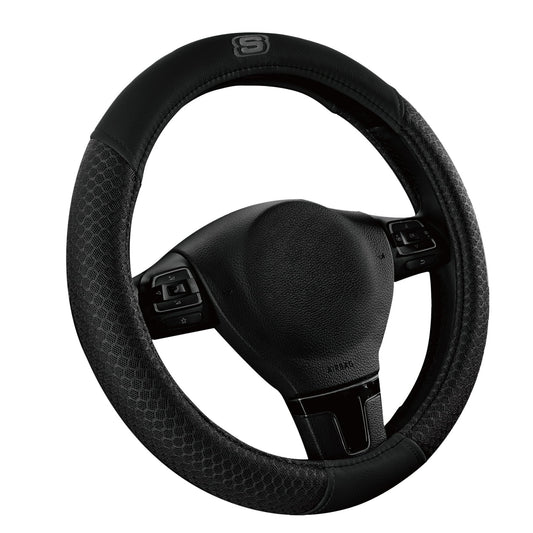 Skechers Air Cooled Memory Foam Steering Wheel Cover, Breathable Comfort Grip, Soft Leather, All-Season Fit for Cars, SUVs, and Trucks Hot Black