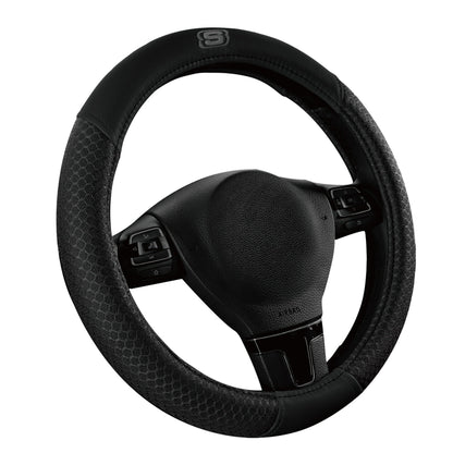Skechers Air Cooled Memory Foam Steering Wheel Cover, Breathable Comfort Grip, Soft Leather, All-Season Fit for Cars, SUVs, and Trucks Hot Black