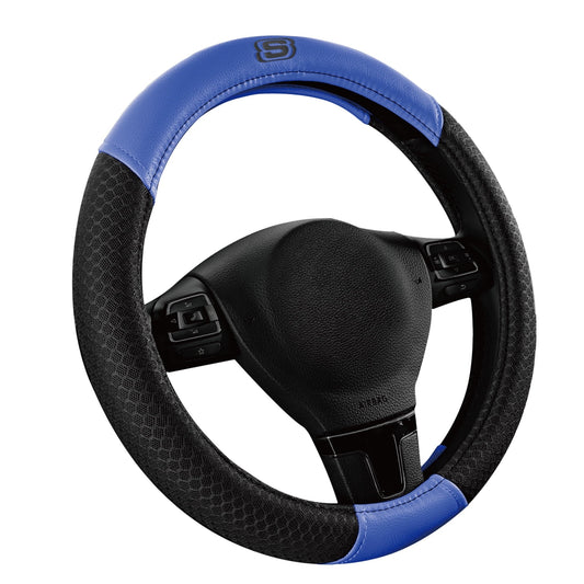 Skechers Air Cooled Memory Foam Steering Wheel Cover, Breathable Comfort Grip, Soft Leather, All-Season Fit for Cars, SUVs, and Trucks Blue