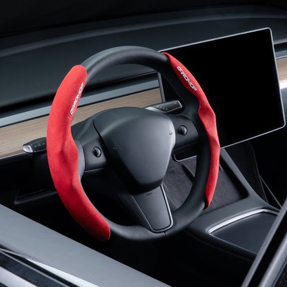 Caromop Suede Steering Wheel Cover, 14.5-15 in, Non-Slip, 2 pack, Red