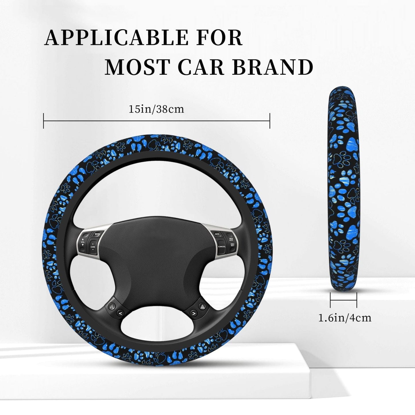 Dog Paw steering wheel cover Anti-Slip, Sweat Absorption Universal 15 inch steering wheel covers cute car accessories for Men Women