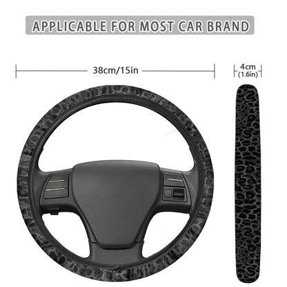 Jeiento Leopard Print Car Steering Wheel Cover for Women Men Black Auto Accessories Decoration Universal Fit for Most Vehicles, Breathable Better Grip Easy to Install