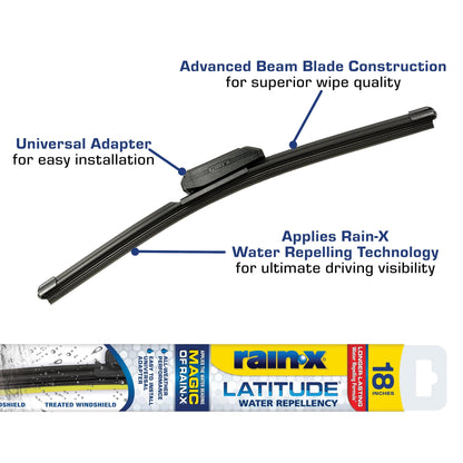 (2 pack) Rain-X Latitude Water Repellency 18" 2-in-1 Windshield Wiper Blade