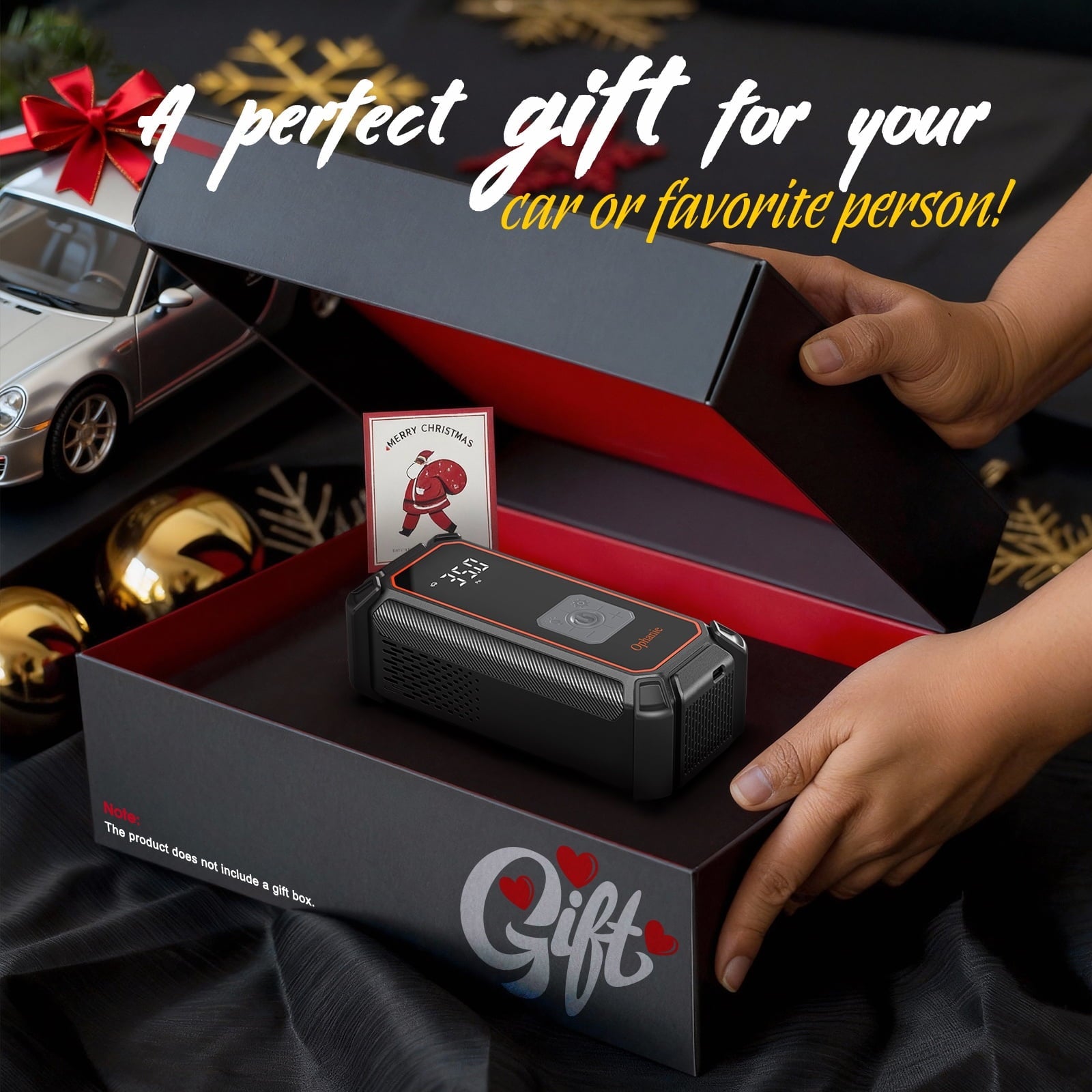 Ophanie Cordless Portable Tire Inflator - 160 Psi Digital Pressure Gauge, Air Compressor for Car Tires with Automatic Shutoff, Emergency LED Light, Compact Automotive Pump