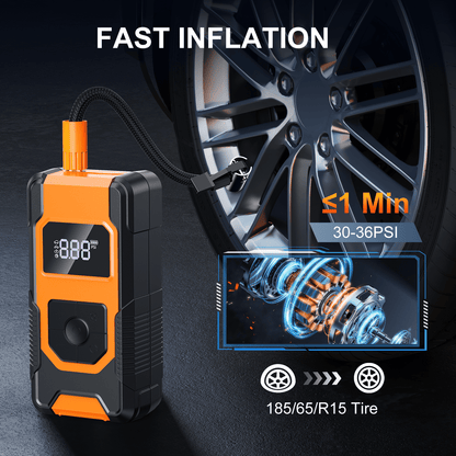 HOMPOW 150 PSI Cordless Tire Inflator - 3X Faster Portable Air Compressor with Digital Gauge, 12V DC Power Bank Compatible, for Car/Motorcycle/Bike Tires