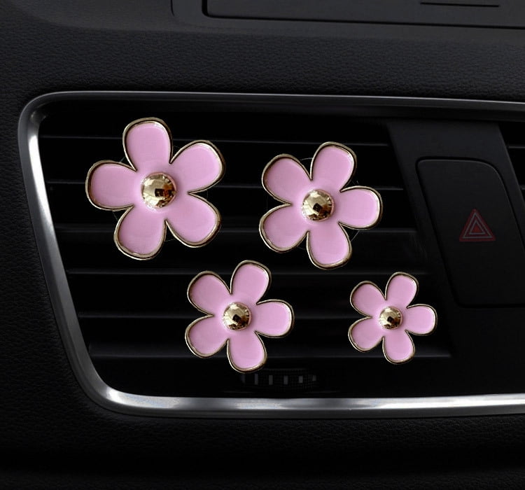 Bling Crystal Diamond Steering Wheel Cover, 13Pcs Shiny Rhinestone Sparkling Car Interior Decorations, Car Accessories for Women Girls,-Pink