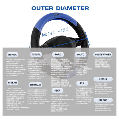 Skechers Air Cooled Memory Foam Steering Wheel Cover, Breathable Comfort Grip, Soft Leather, All-Season Fit for Cars, SUVs, and Trucks Blue