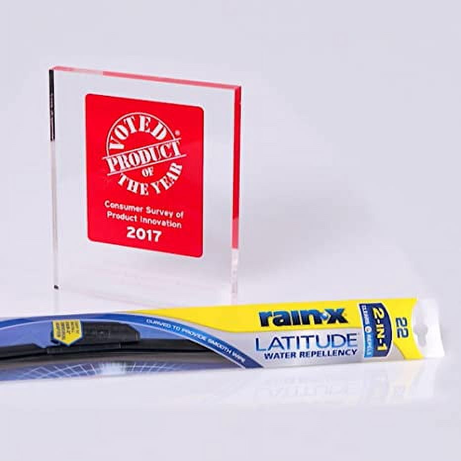 Rain-X 5079279-2 Latitude 2-In-1 Water Repellent Wiper Blades, 22 Inch Windshield Wipers (Pack Of 1), Automotive Replacement Windshield Wiper Blades With Patented Rain-X Water Repellency Formula