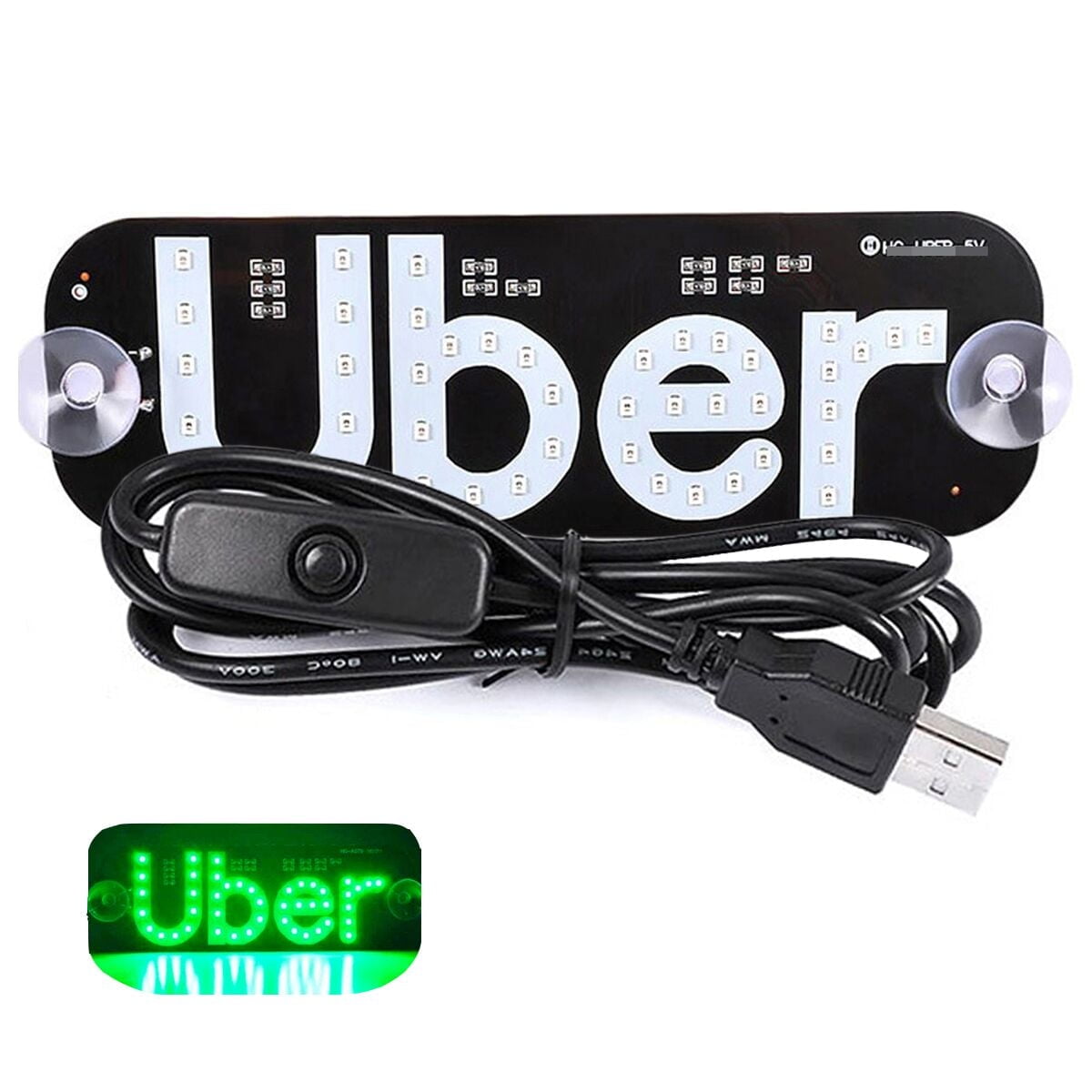 Led Light Signs for Car Windshield, Glow LED Sign Decal Stickers with Suction Cups Flashing Hook on Car Window LED Bright Lights USB Plug