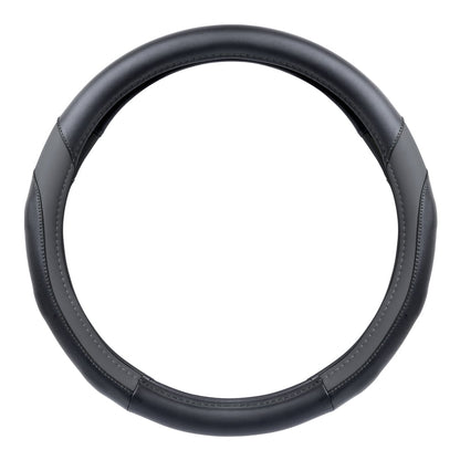 Motor Trend Sport Drive Perforated Leather Steering Wheel Cover Contrast Stitching, Dark Gray, Black