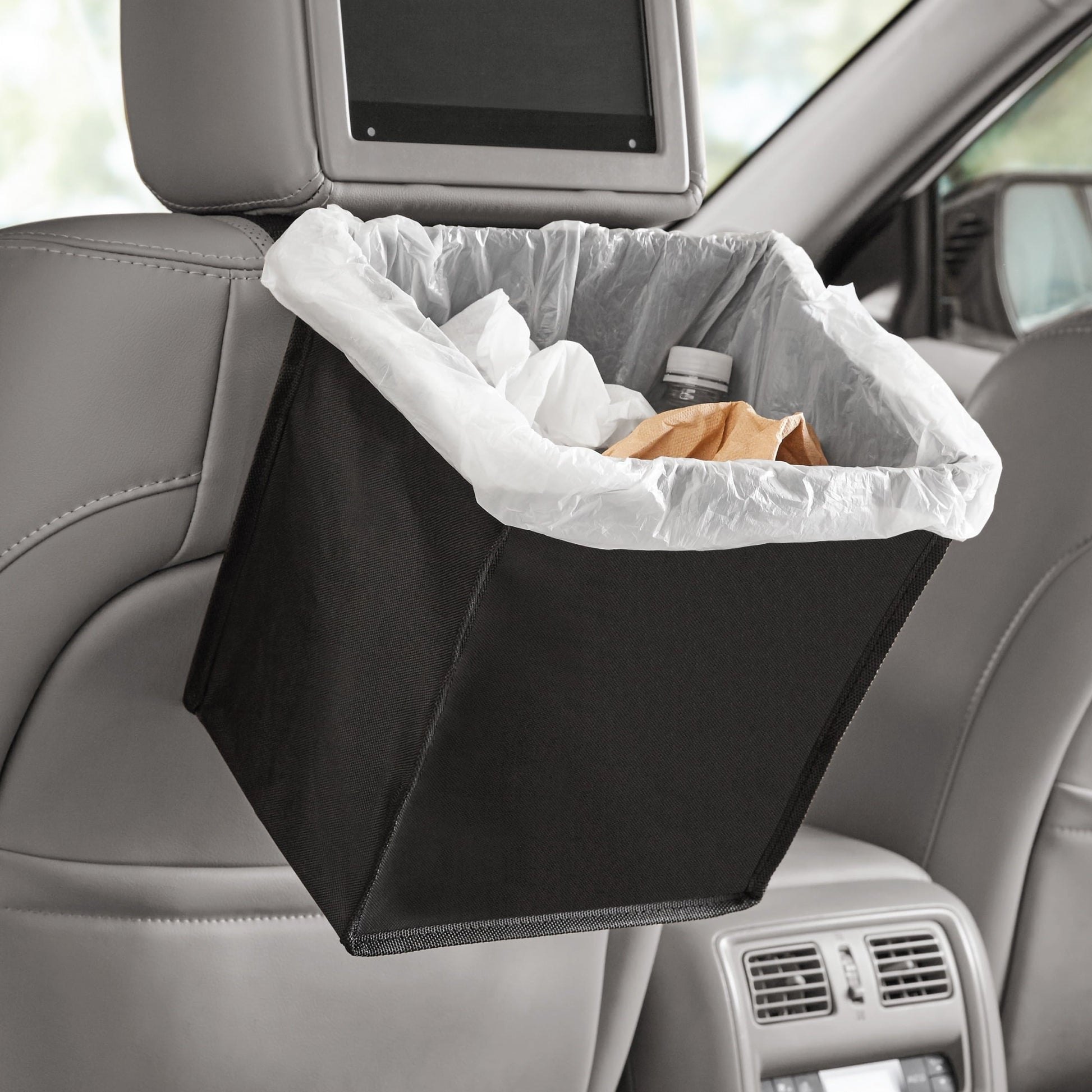 Auto Drive Trash Bin Collapsible Portable Auto Garbage Bag Multipurpose Car Organizer (Black)