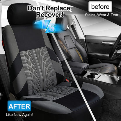 FLORAY 9-Piece Car Seat Covers Full Set - Airbag Safe, Thickened, Split Rear, Machine Washable - Universal Fit for Cars, SUVs, Trucks, Gray