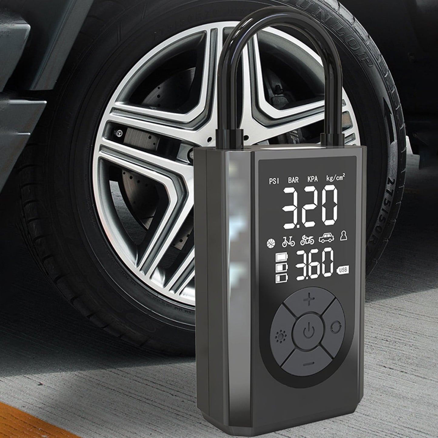 Tire Inflator Portable Air Compressor, 160 PSI Portable Air Pump, 3X Faster Air Pump with Digital Pressure Gauge, LED Light, and Multiple Adapters for Car, Moto, Bike, and Other Inflatables
