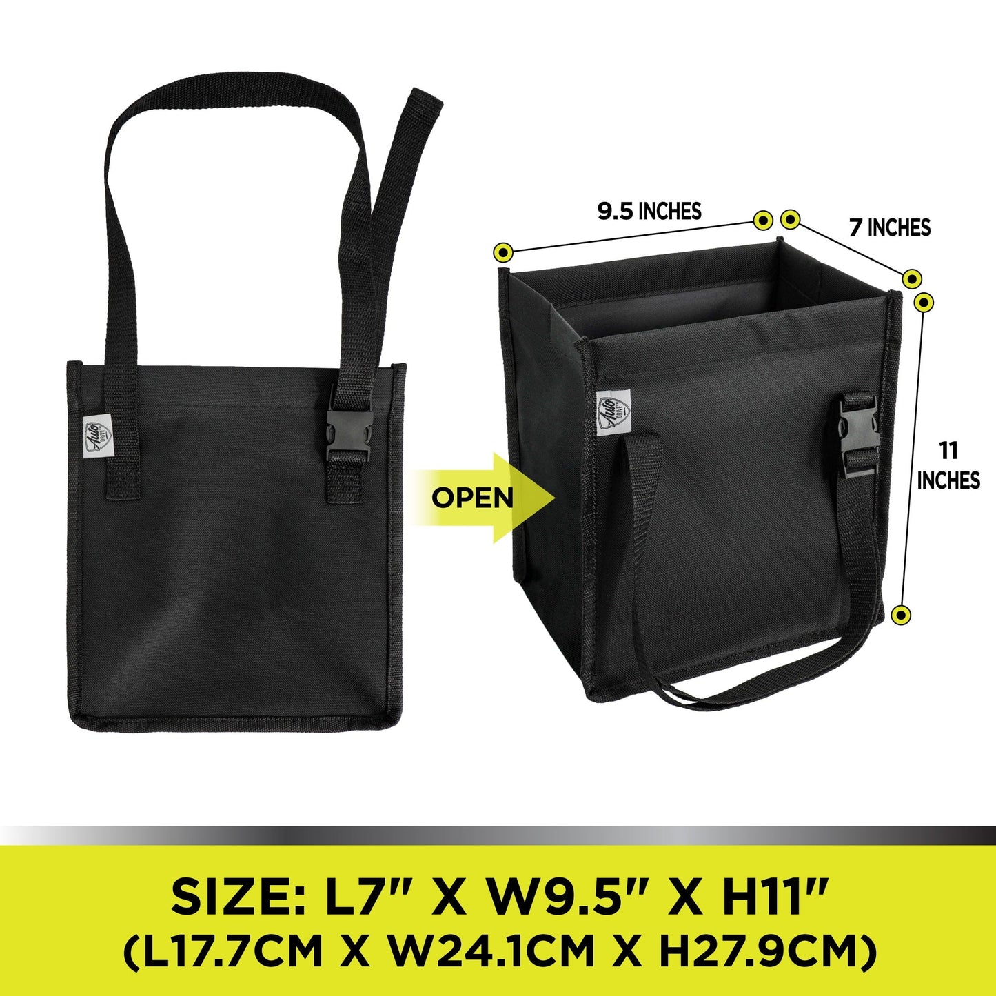 Auto Drive Trash Bin Collapsible Portable Auto Garbage Bag Multipurpose Car Organizer (Black)