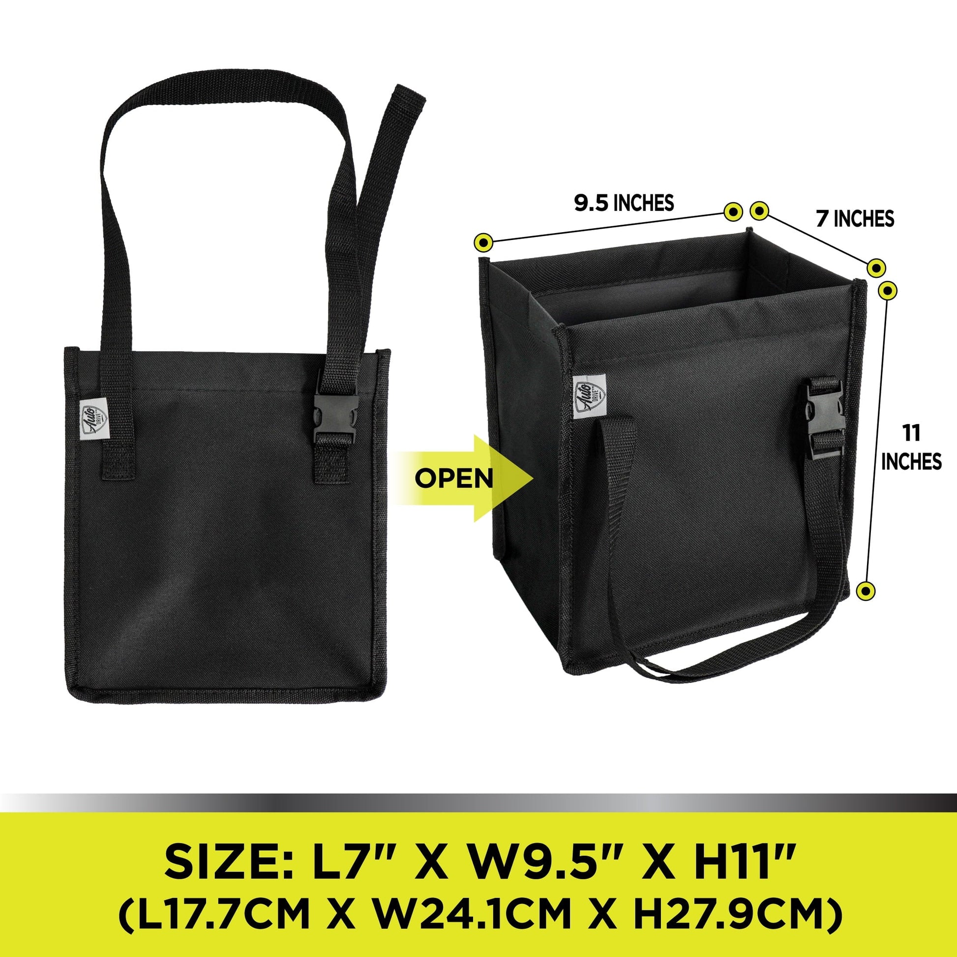 Auto Drive Trash Bin Collapsible Portable Auto Garbage Bag Multipurpose Car Organizer (Black)