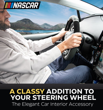 NASCAR Steering Wheel Cover | Grip & Comfort | Synthetic Leather & Suede | Universal Fit 14.5"-15.5" For Car, SUV, Truck | Turbo Traction Style