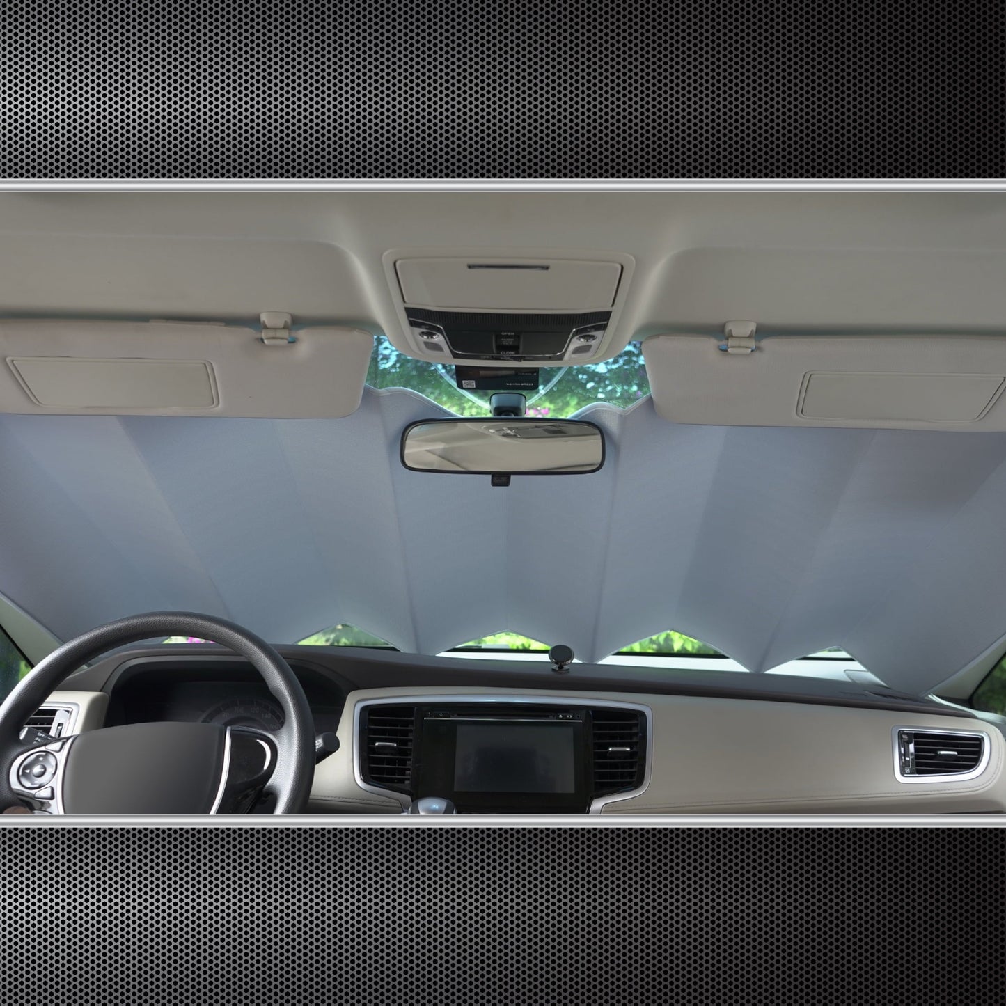 Auto Drive Lightweight Silver Accordion Sunshade 1 Pack,63" x 28.5"